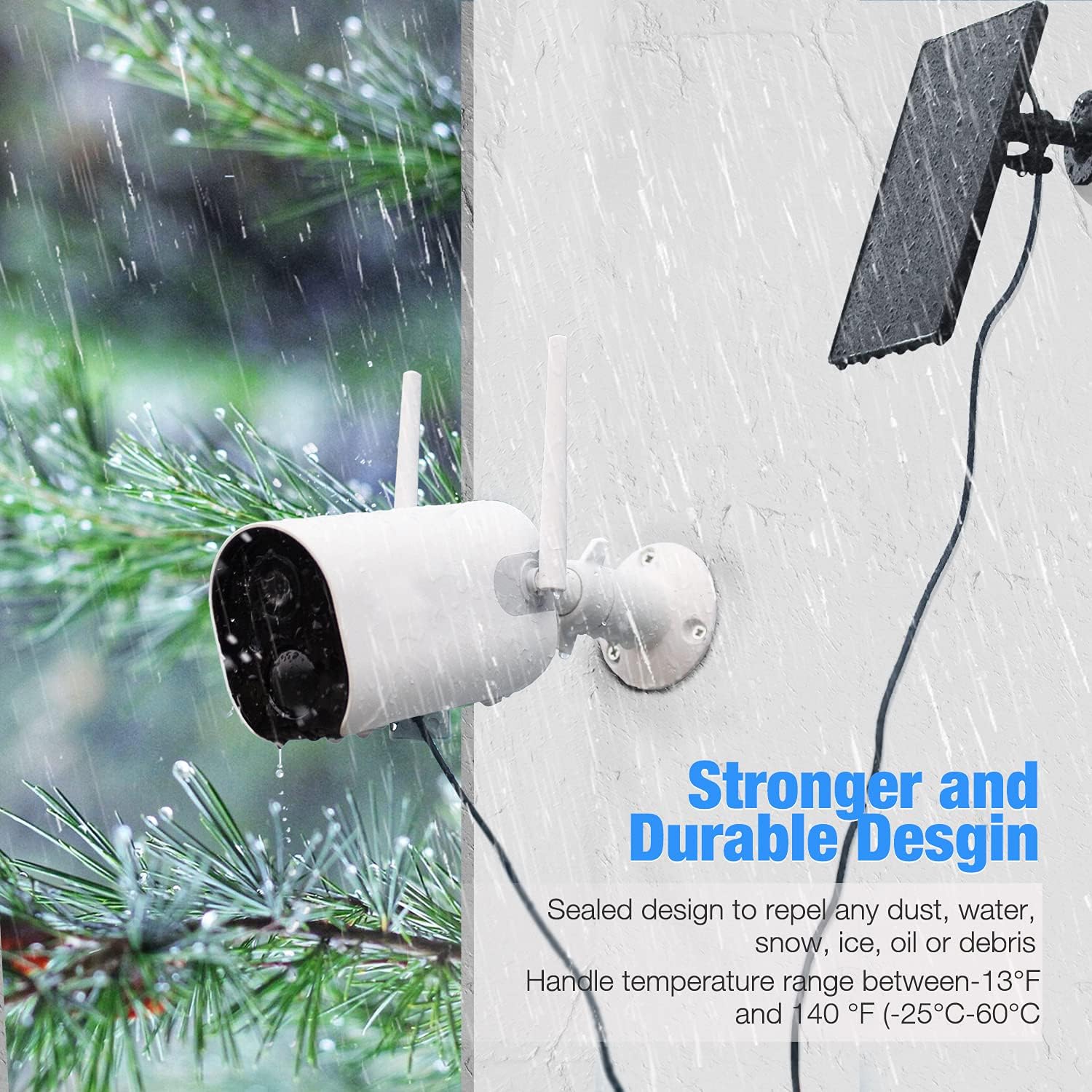 Wireless Outdoor Security Camera, 1080P Solar Camera Security Outdoor, WiFi Camera Outdoor with Rechargeable Battery, 2-Way Audio, Night Vision, PIR Motion Detection, IP65 Waterproof,Cloud/SD Storage