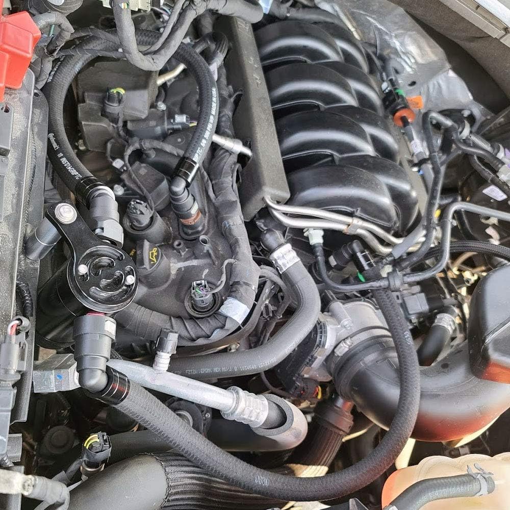 UPR Oil Catch Can Kit Fits F150 - Full Plug n Play - Fits Eco 2.7 3.5 5.0 6.2 Engines - Aluminum Fittings - Continental Insta-Grip Braided Hoses