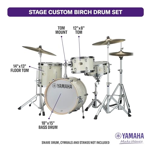 Yamaha Stage Custom Birch 5pc Shell Pack with a 22" Kick 14” Snare Drum in Matte Surf Green for Students and Working Drummers (SBP2F50MSG)