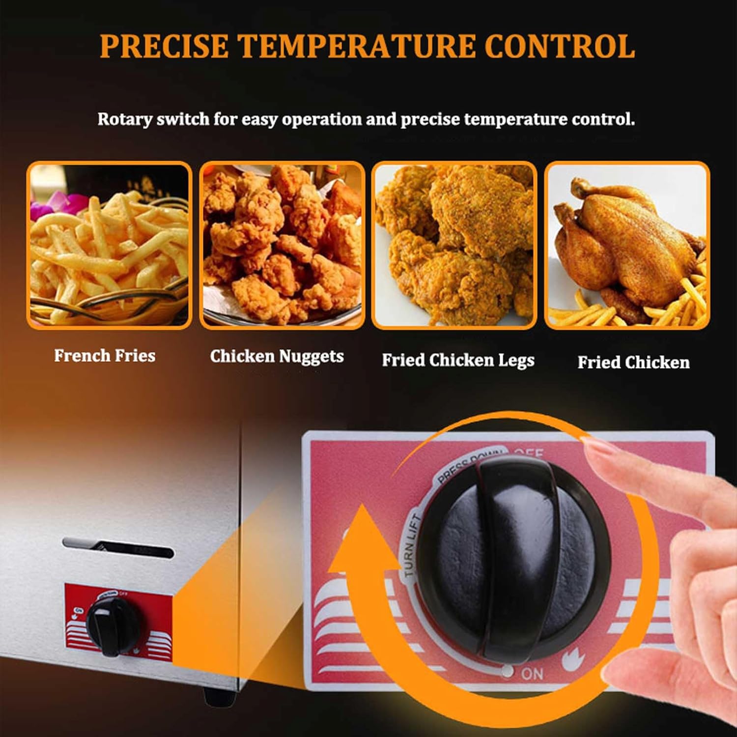 LPG Gas Deep Fryer with 6L*2 Basket and Lid Stainless Steel Countertop Propane-LPG Propane (LPG) W/Metal Tube Home Kitchen