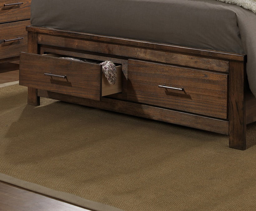 Natural Wood Finish Eastern King Size Bed Contemporary Oak Veneer Storage Drawers FB Shelf HB Bedframe Bedroom Furniture