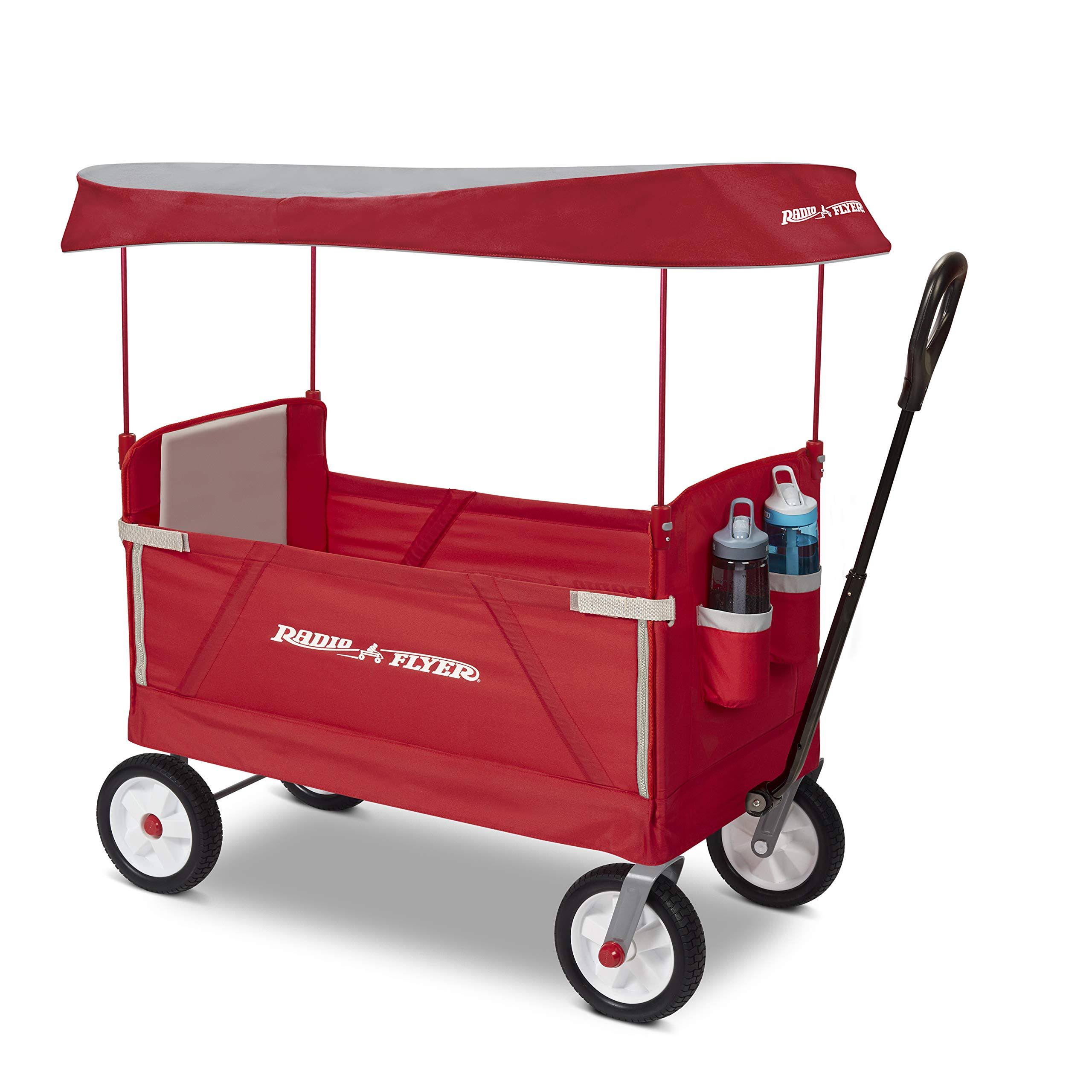 Radio Flyer 3-in-1 All Terrain Off-Road EZ Folding Kids Wagon with Canopy, Red