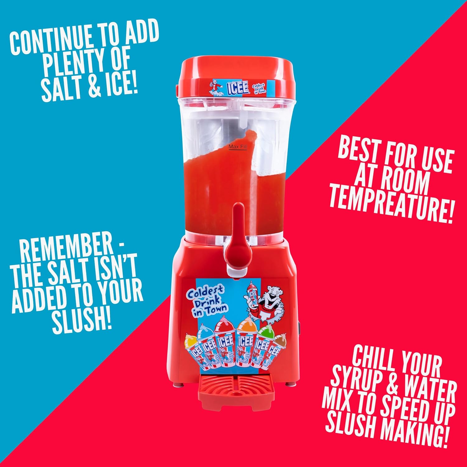 ICEE Home Countertop Slushie Maker. New for 2024. Creates up to 34Floz of Ice Cold ICEE Slushy. Make Ice Cold Slushies at Home! Officially Licensed ICEE Merchandise from Fizz Creations