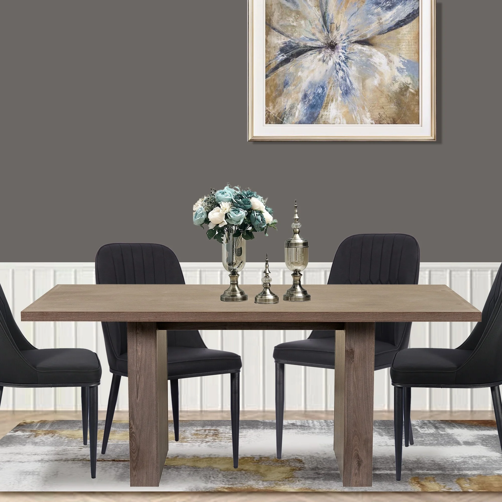 DT13_WALNUT_N_OS 70" Wood Rectangular Heavy Duty Kitchen Home Dining Room Table With Melamine Finish Mix Oak Oak Finish, Wood Finish Industrial,