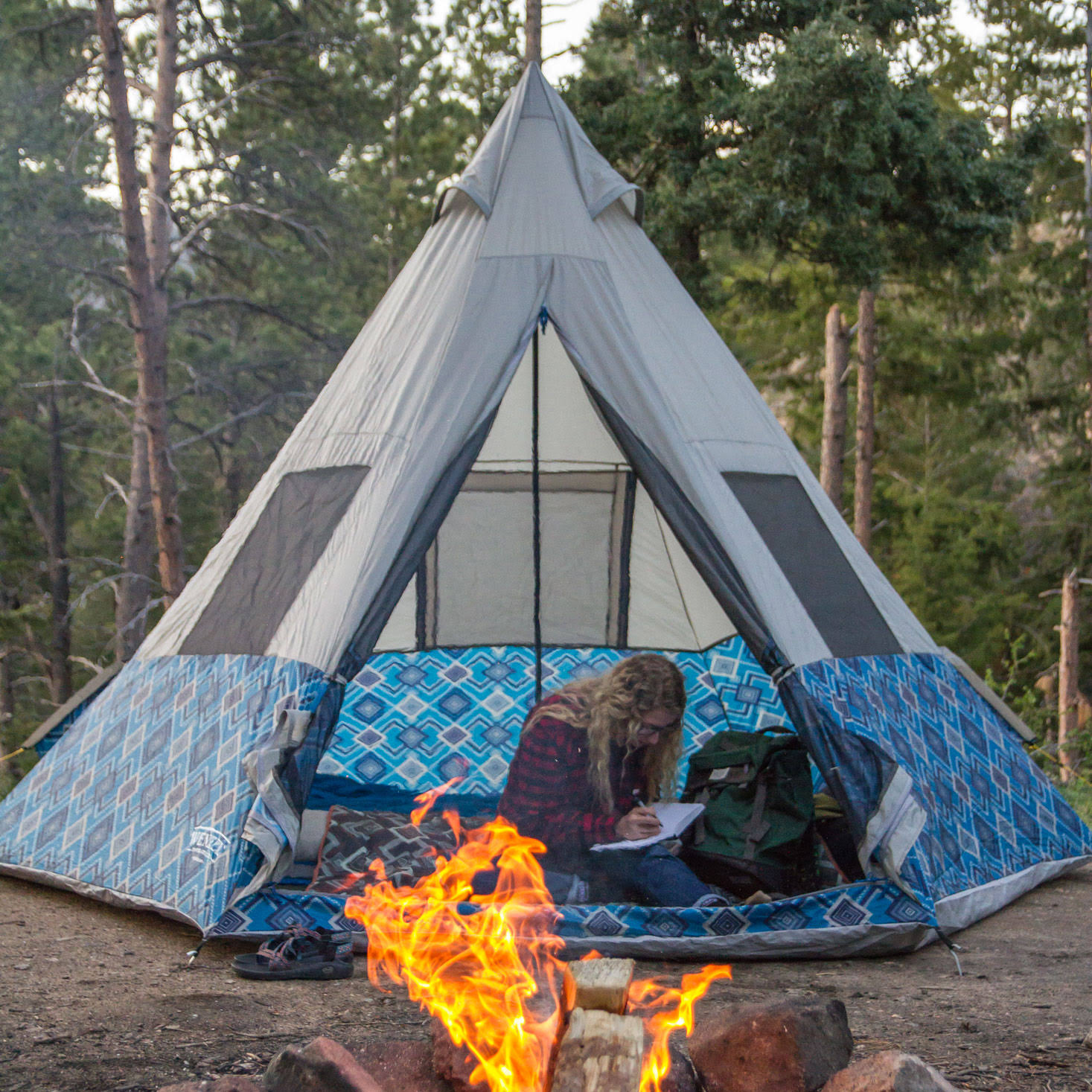 Wenzel Shenanigan 8 Person Teepee Tent, Blue