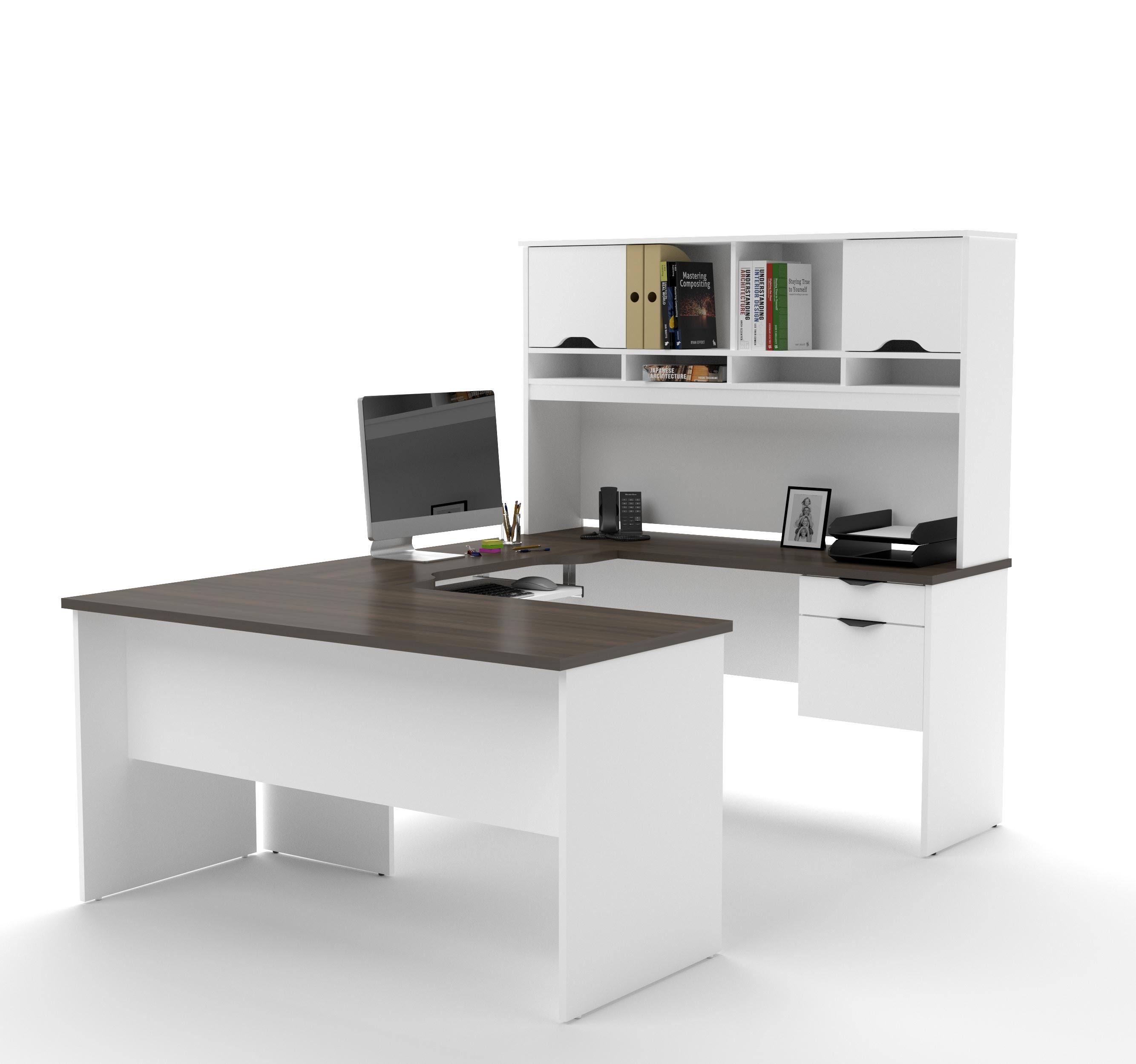 Bestar 92850-52 Innova U-Shaped Workstation in White and Antigua