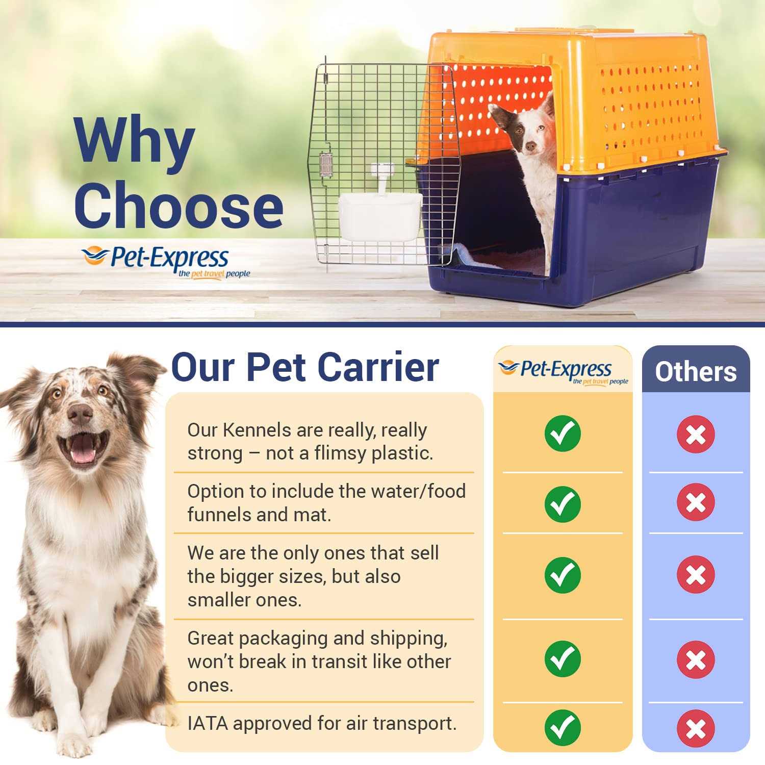 Pet-express Pet Crate Durable, Heavy Duty Dog Cat Kennel, Iata Airline Approved Pet Carrier, Pet Palace Dog Kennel, Travel Dog and Cat Crate - Pet Supplies online store