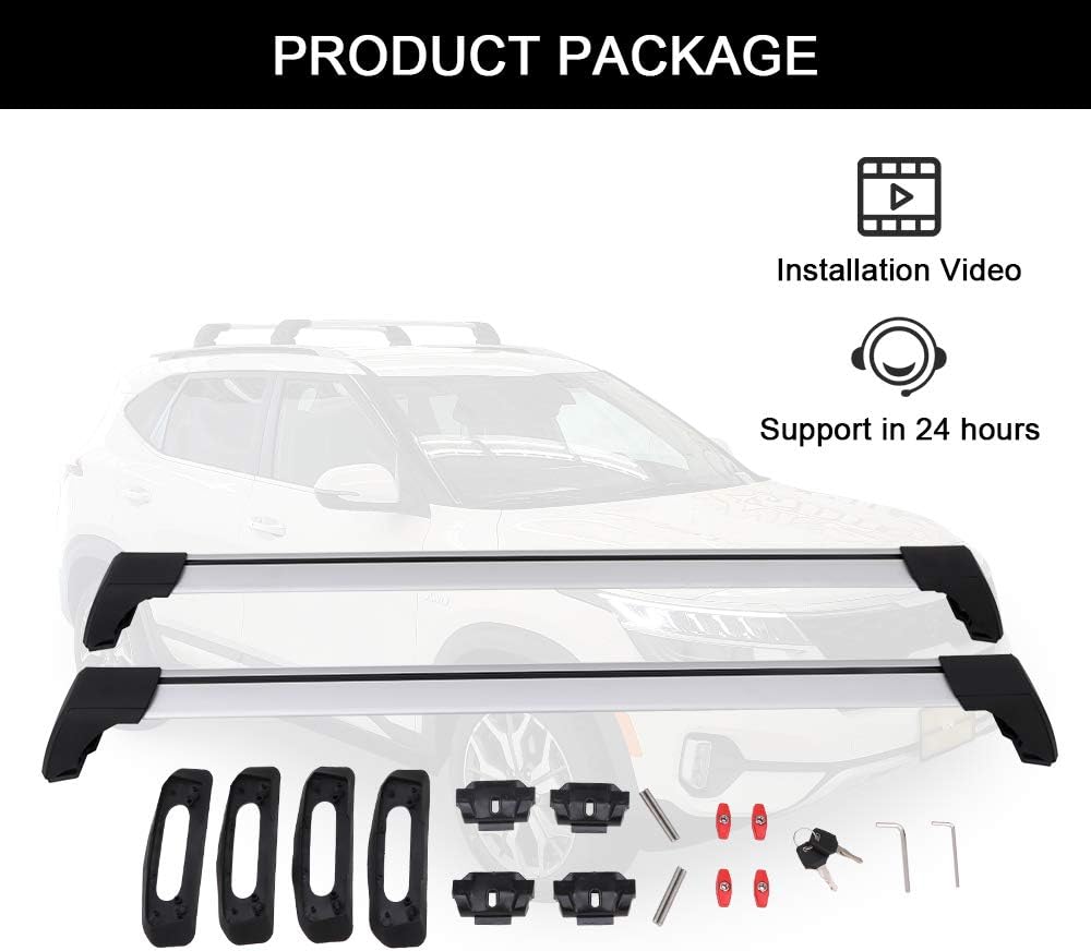 Snailfly Fit for Kia Seltos 2021 2022 Lockable Roof Rack Cross Bars for Kayak Canoe Bike Snowboard Skiboard Crossbars