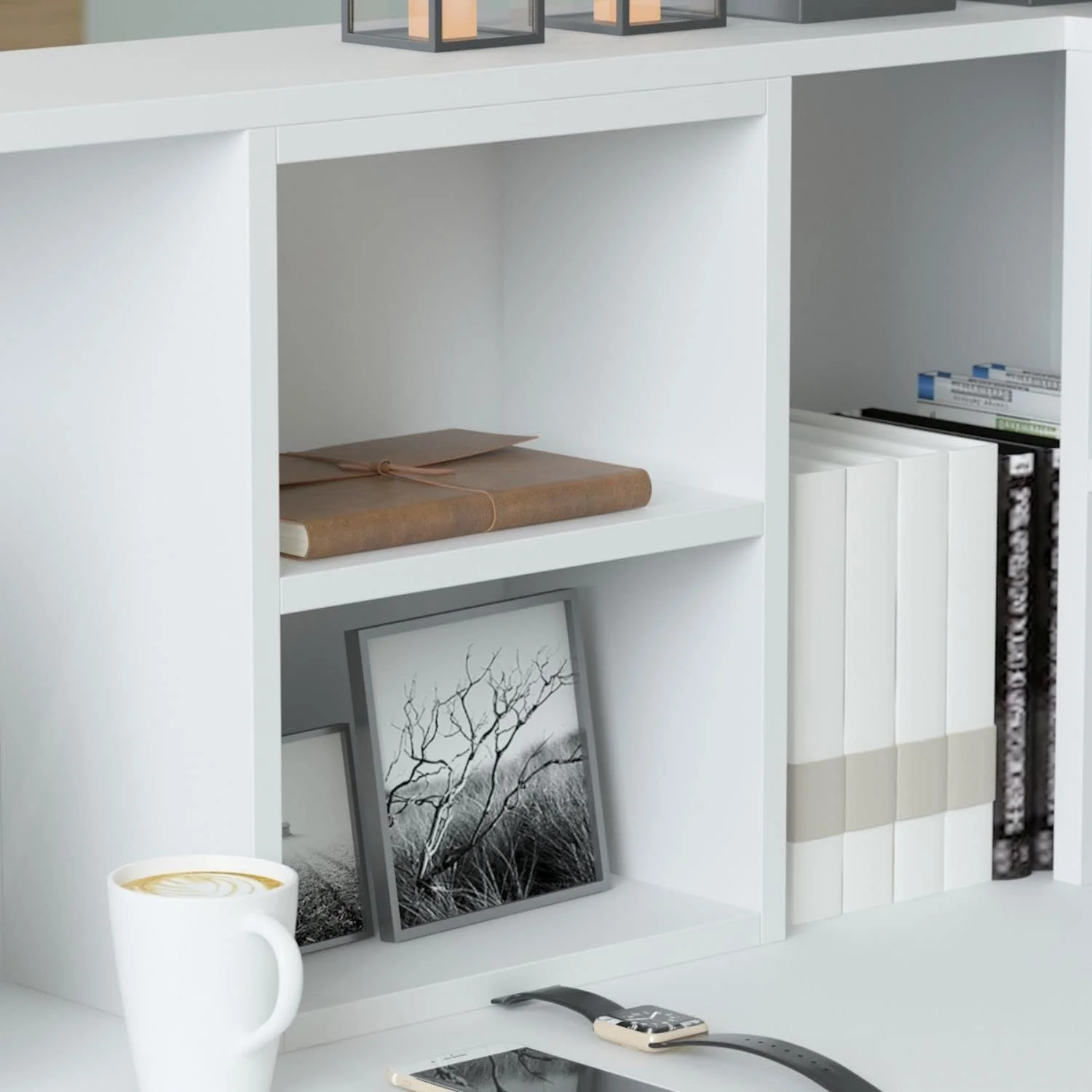 Modern Reception Desk Front Desk Reception Counter, Large Storage Shelves and Drawers, Retail Counter for Reception Room White