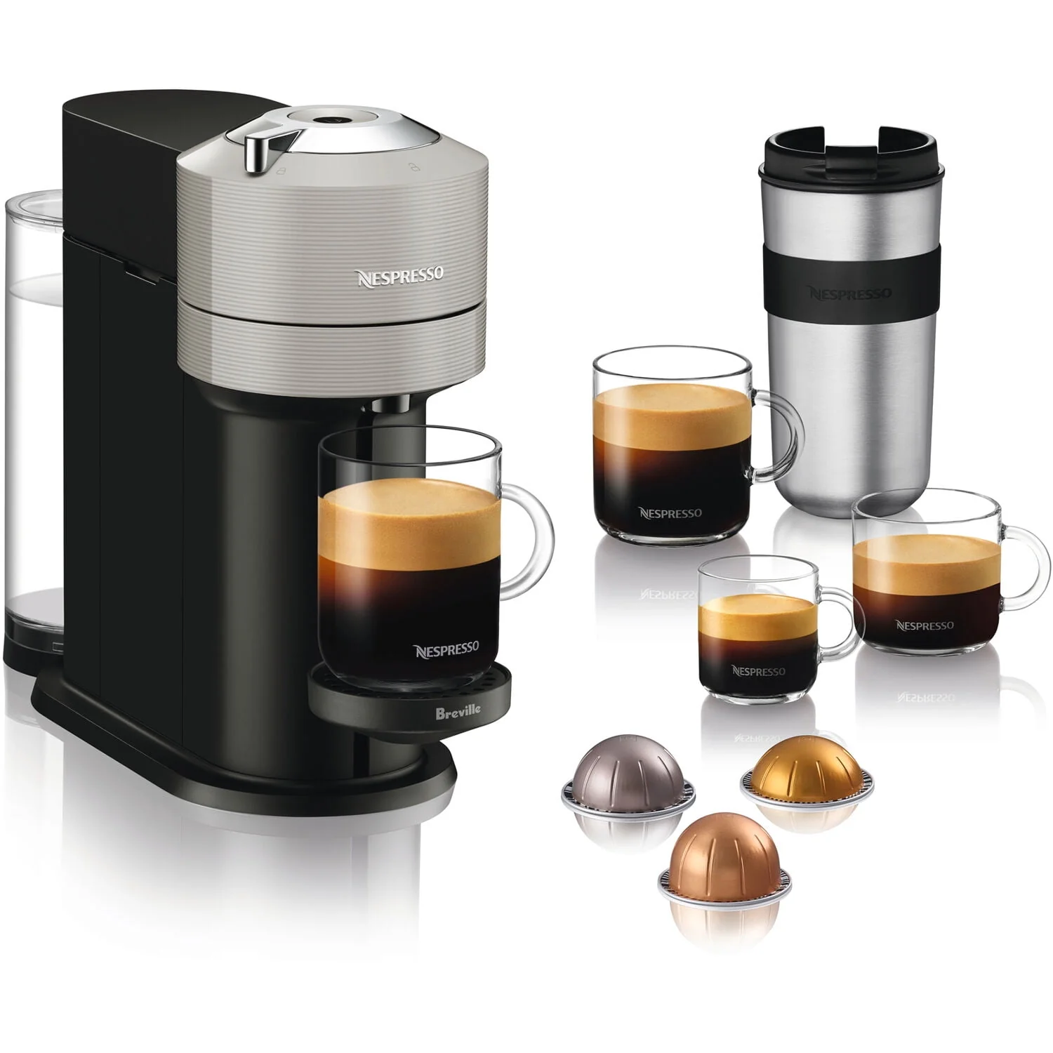 Breville Vertuo Next Coffee and Espresso Maker in Light Gray