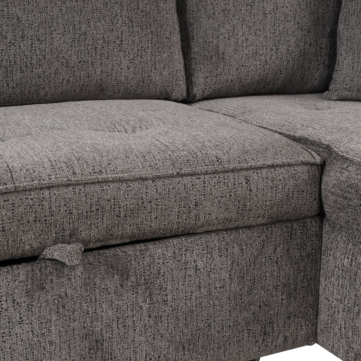 Churanty 104" Reversible Sectional Couch with Pull Out Bed,L Shape 3 Seat Sleeper Sofa with Storage Chaise and 2 Stools for Living Room,Knox Charcoal
