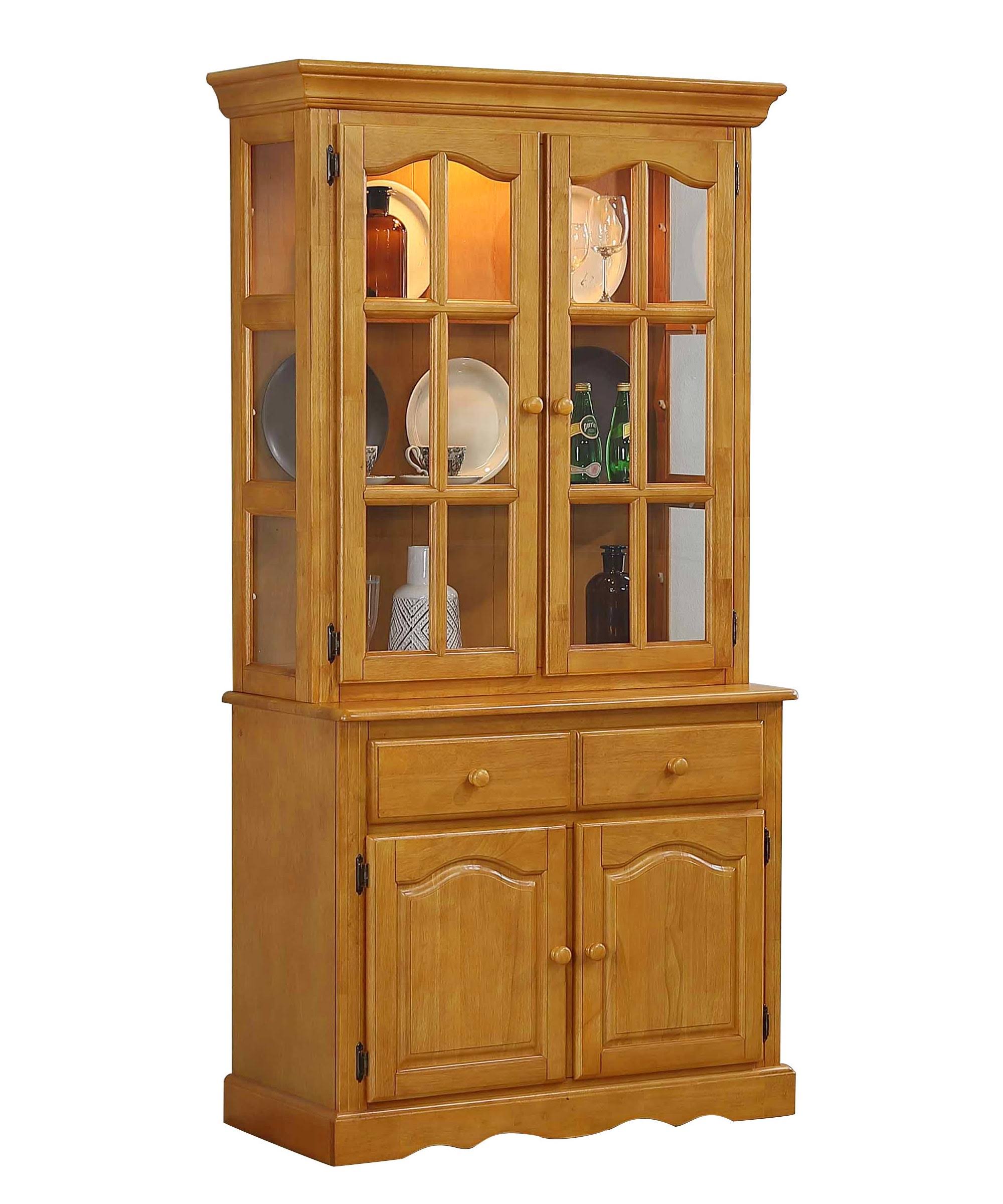 Sunset Trading Oak Selections Keepsake Buffet and Lighted Hutch DLU-19-BH-LO