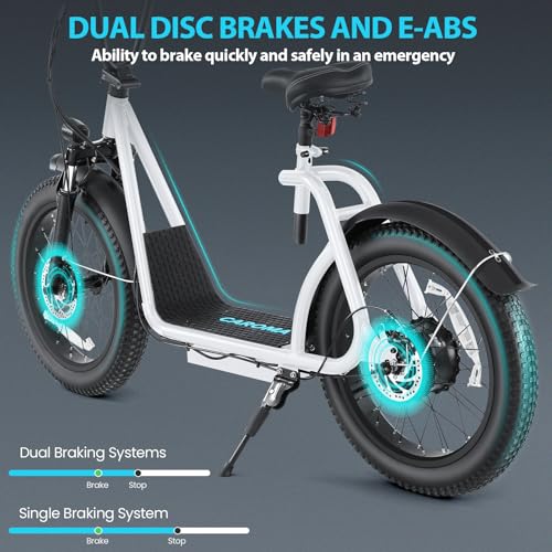 Caroma Peak 800W Foldable Electric Scooter Adults, 20" Fat Tire Electric Bike with 48V Battery, Up to 30Miles & 20MPH, Adult Electric Bicycles for Commuting with Basket&Adjustable Seat
