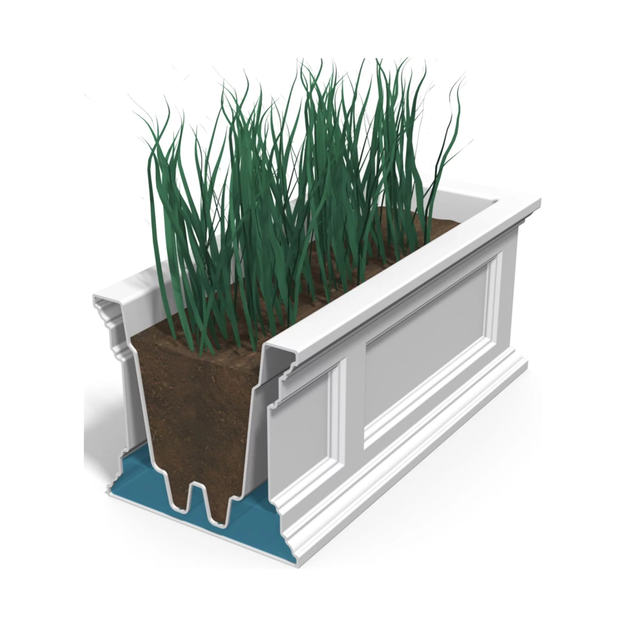 Mayne Fairfield 60" x 11" x 10.8" Rectangle Black Self-Watering Polyethylene Window Box Planter