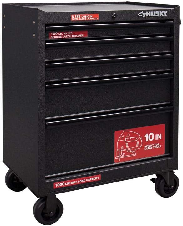 Husky 27 in. 5-Drawer Roller Cabinet Tool Chest in Textured Black