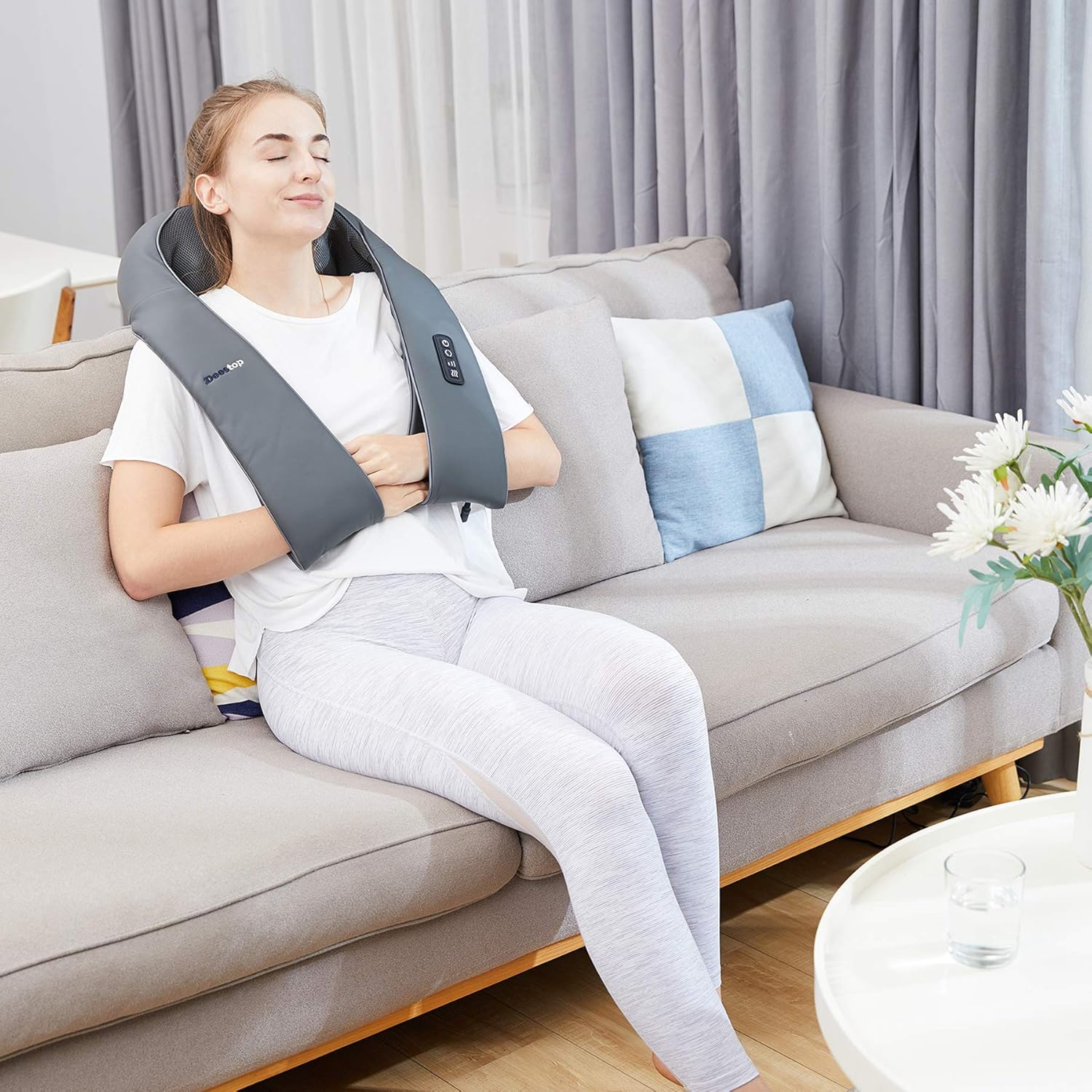 Shiatsu Neck and Back Massager with Heat, Electric Shoulder Massager Deep Tissu Kneading Massage Pillow, Massagers for Neck Back Full Body Pain Relief, Home Car Office Use - Gift for Family Friends
