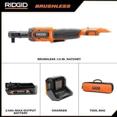 Ridgid 18V Brushless Cordless Ratchet Kit with 2.0 Ah Battery and Charger - Shop Hardware Tools Online Store