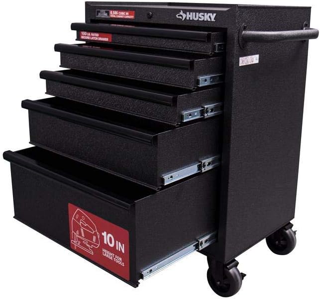 Husky 27 in. 5-Drawer Roller Cabinet Tool Chest in Textured Black