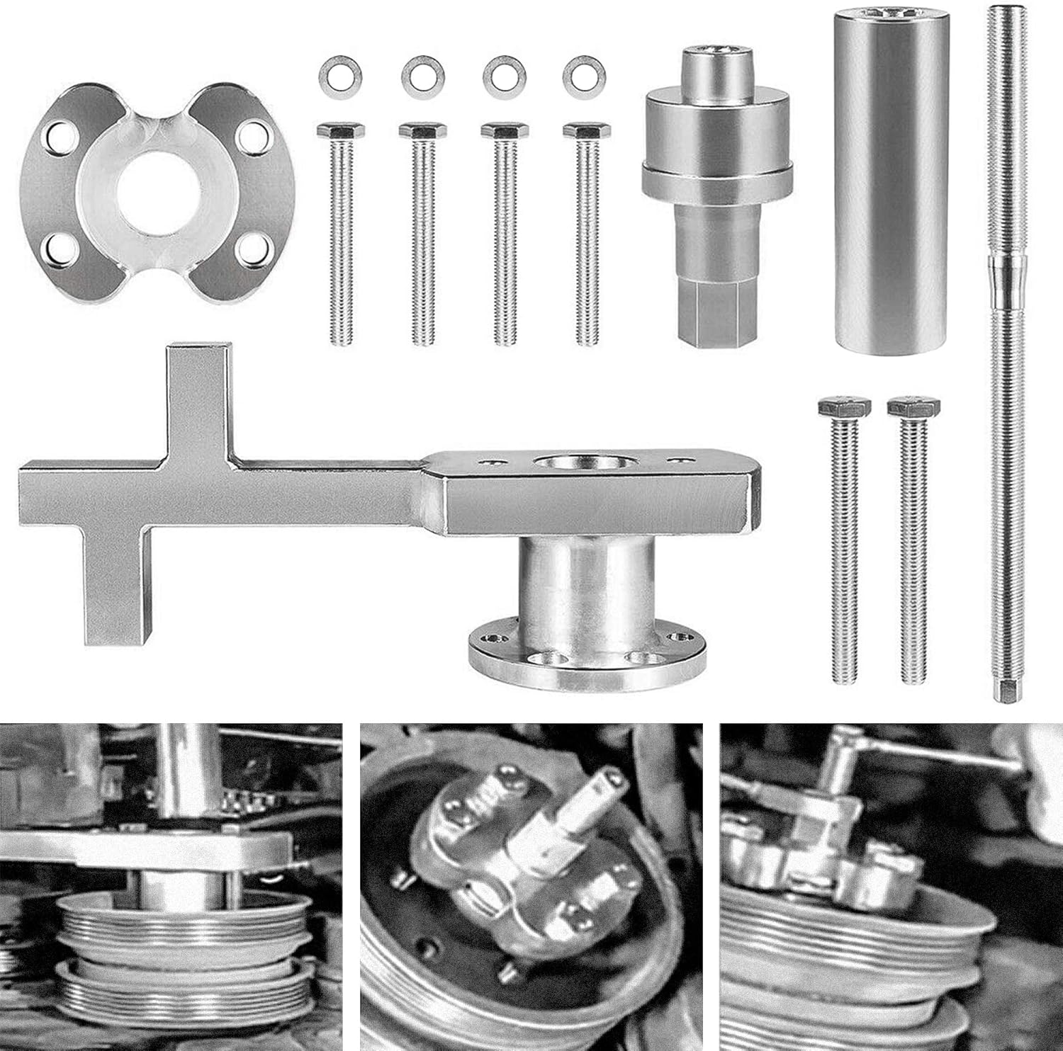 FEELOTAM Crankshaft Crank Pulley Puller Set Compatible with Jaguar Land Rover 3.0lt (V6) & 5.0lt (V8)