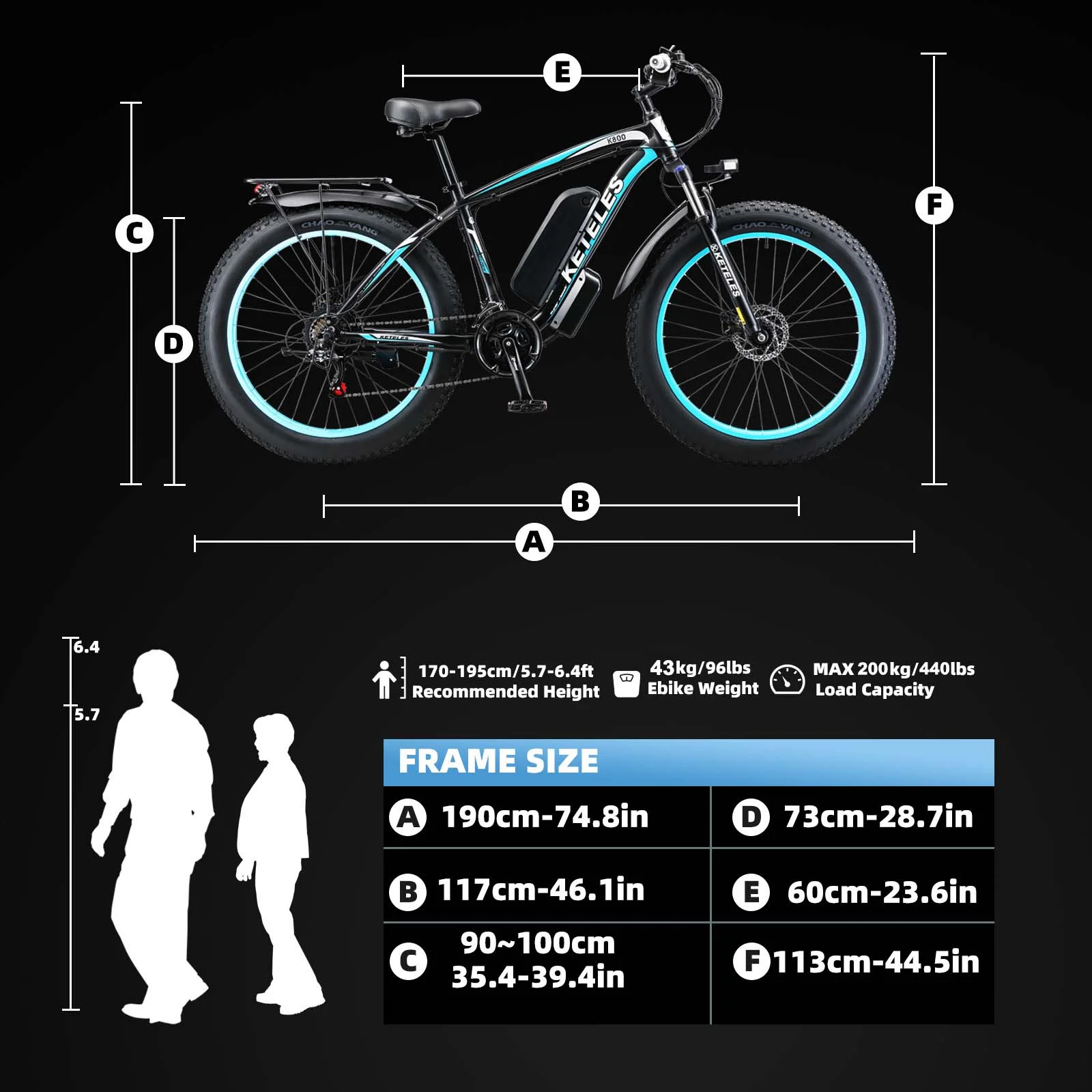 KETELES Electric Bike for Adults Ebike, 750W Adults E Bike, Electric Mountain Bicycle 48V 13AH Removable Battery, 26" Fat Tire Electric Bike