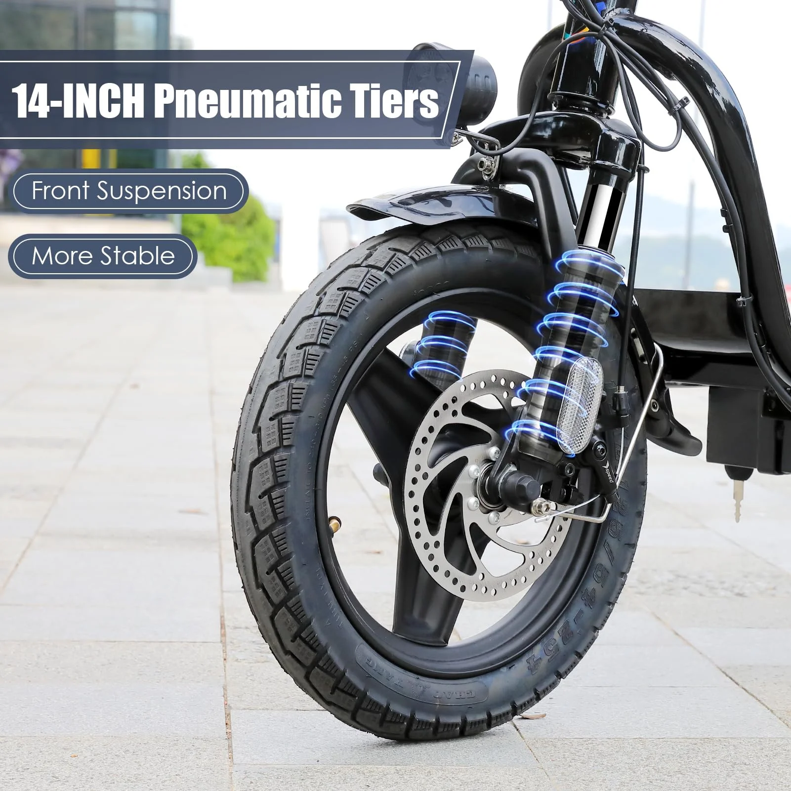 500W Electric Scooter with Seat for Adults, Max Speed 20 Mph Up to 25 Miles Range Moped, 14" Tire for Commuting Bike, Black