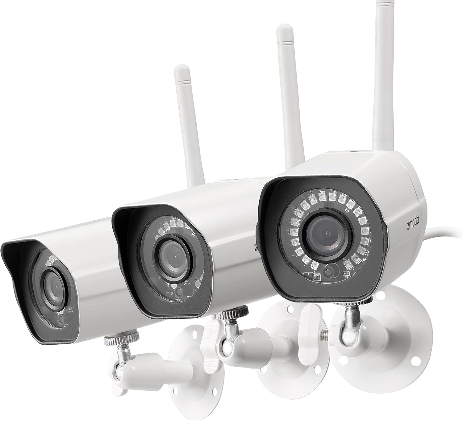 Zmodo Outdoor Camera Wireless, 1080p Security Camera Wireless, 3 Pack Indoor Outside WiFi Cameras Wireless, IR Night Vision, Motion Detection, Remote View, Easy Setup, White, Compatible with Alexa