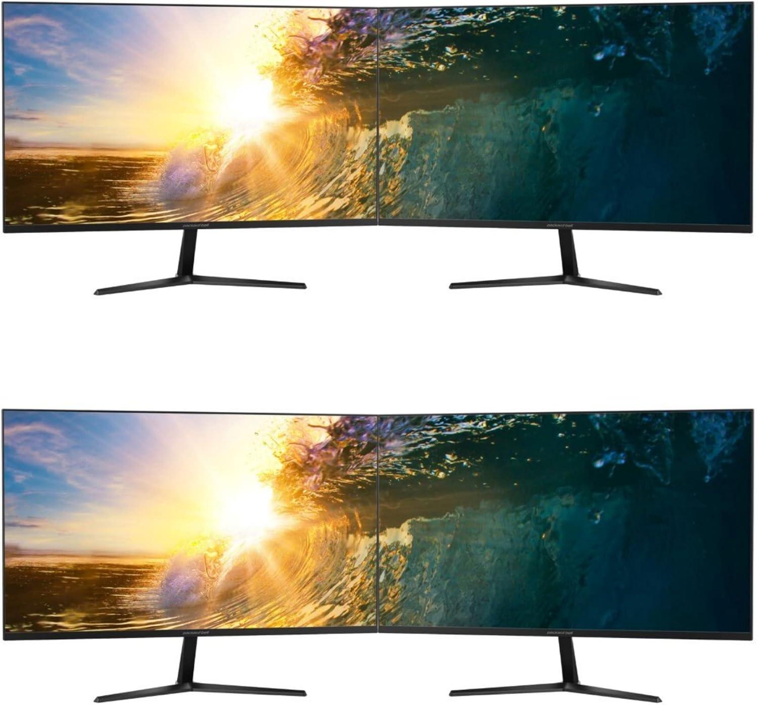 Packard Bell AirFrame 27 Inch Ultra Slim Bezel Desktop Monitor, 2 Pack & Wireless Keyboard and Mouse Combo, FHD IPS LED 1920 x 1080p, 75 Hz, 5 MS, VESA Mounting, Tilt Adjustment, HDMI and VGA