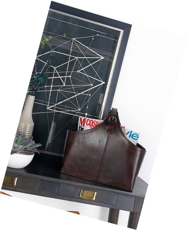 Wood Real Leather Magazine Holder Color: Brown