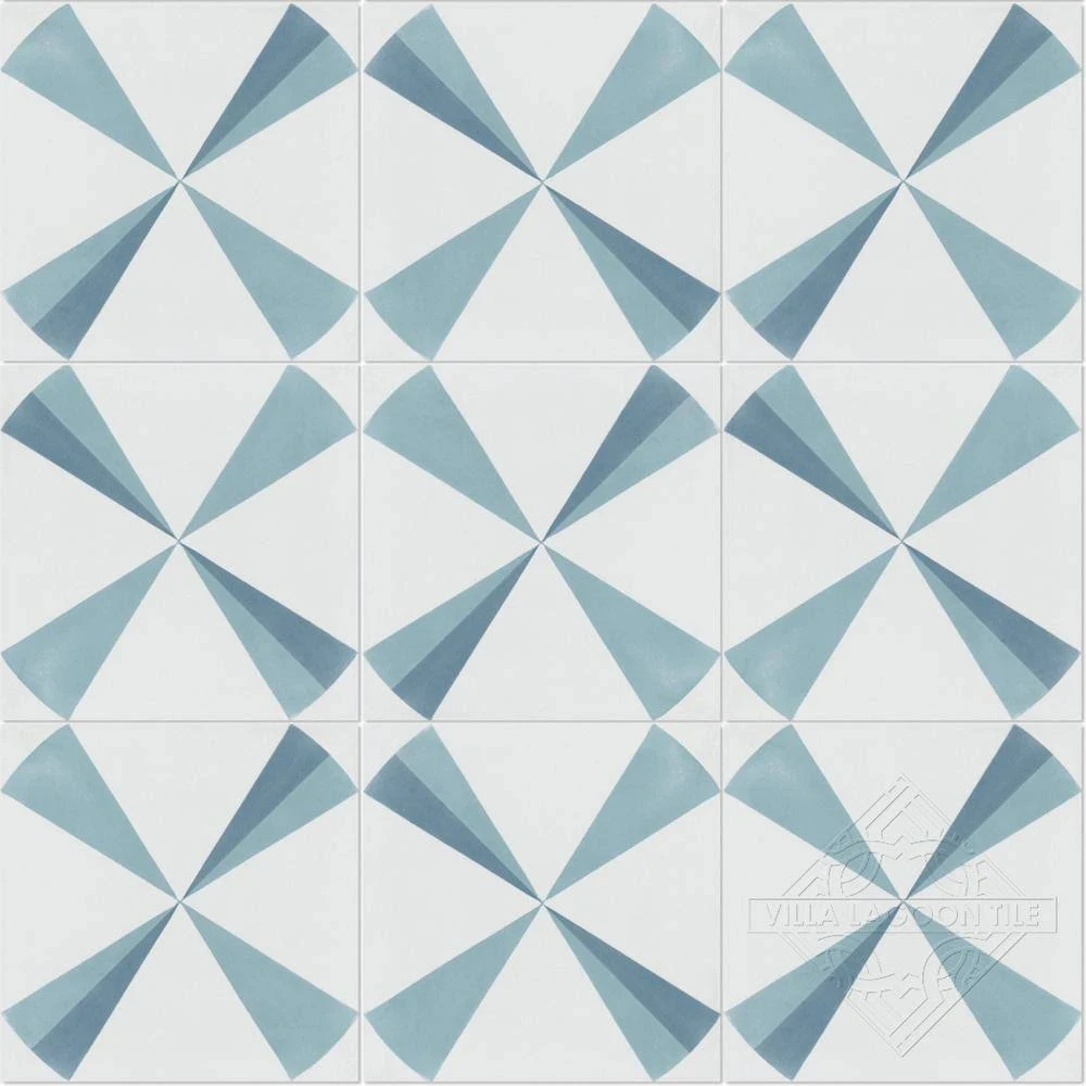Villa Lagoon Tile Polaris Azul 8 in. x 8 in. Cement Handmade Floor and Wall Tile (Box of 16/ 6.96 Sq. ft.), Blue/ Matte