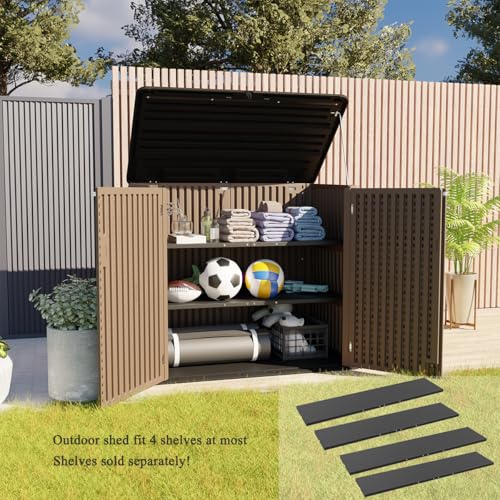 KINYING Horizontal Outdoor Storage Shed,47 Cu.ft Resin Outdoor Storage Cabinet Waterproof for Garden/Patio/Backyards
