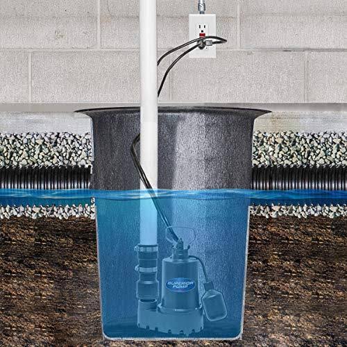 Superior Pump 92331 Tethered Iron Sump Pump, 1/3 HP