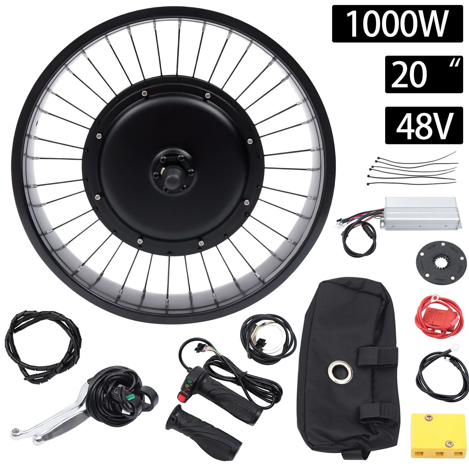 20" 48V 1000W E-Bike Electric Bicycle Motor Conversion Kit Fat Tire Front Wheel
