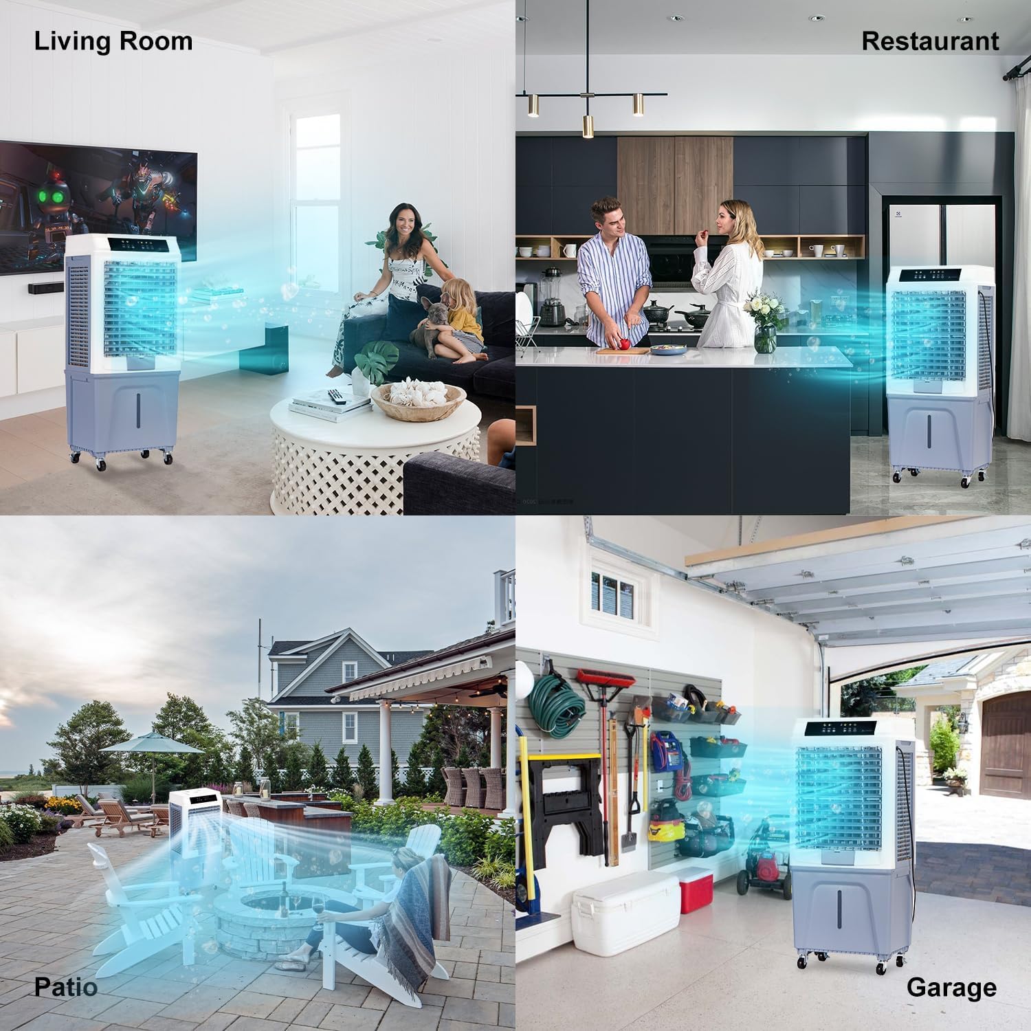 Evaporative Air Cooler, Swamp Cooler Air Conditioner with 3288CFM, 3 Speeds, 12H Timer, Portable Evaporative Cooler with 10.6 Gal Tank 4 Ice Packs for Large Room Patio Garage