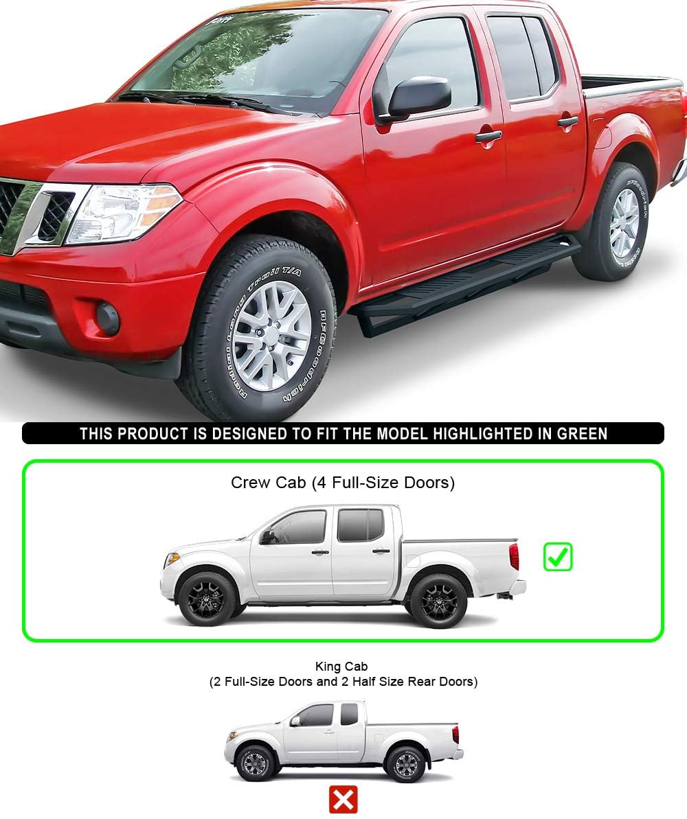 APS iArmor 6.5in Nerf Bars Square Rocker Guards Compatible with Nissan Frontier Crew Cab 05-22