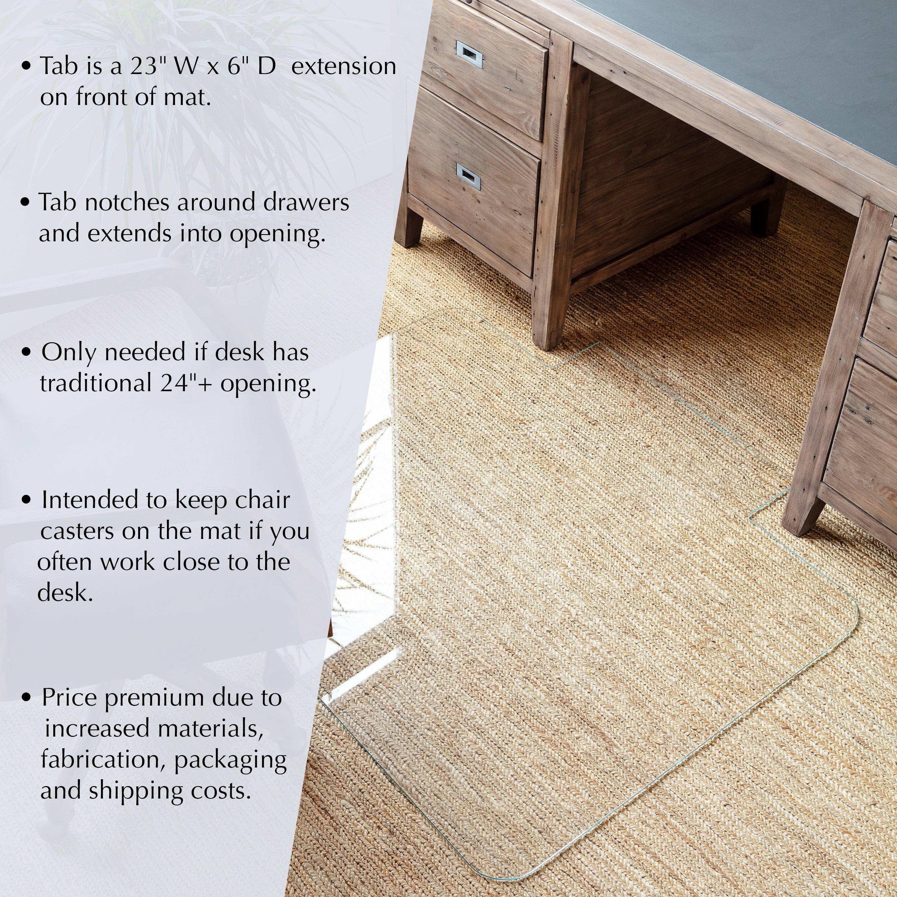 Vitrazza Glass Chair Mat | Nano Tech Coating | Tempered Glass | 46x22 x 60x22 Tabbed