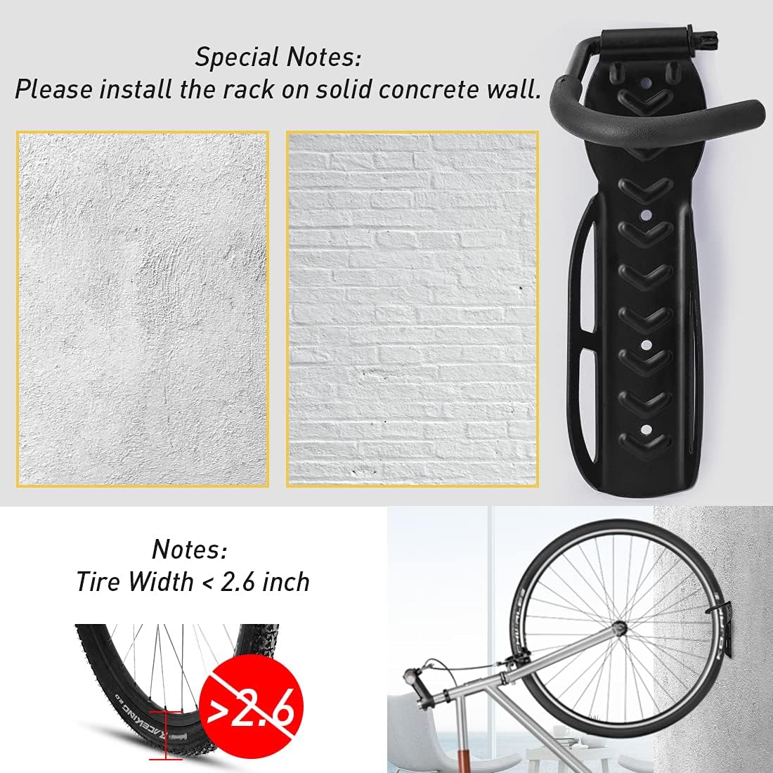 OXFIELD 4 Pack Bike Rack Garage Wall Mount Bike Storage Rack Bicycle Hangers Garage Bike Hooks, Vertical Storage Hanger Wall Mount for Garage and Home Space Saving