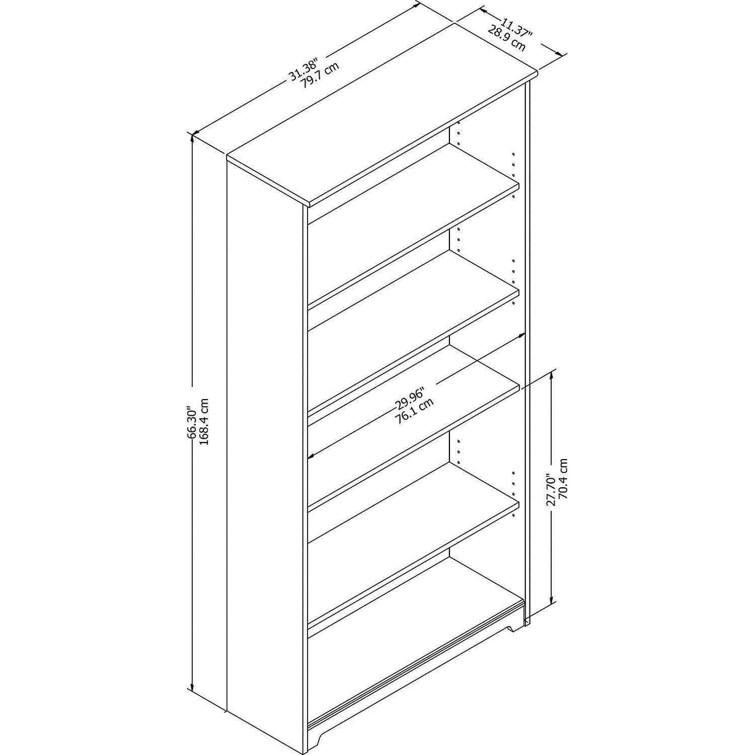 Bush Furniture Cabot 5 Shelf Bookcase - White