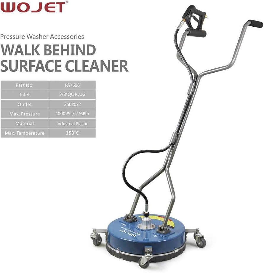 WOJET Pressure Washer Surface Cleaner 20" with Castors 4000PSI Commercial PA7606 (20 inch) Pressure Washer Accessories