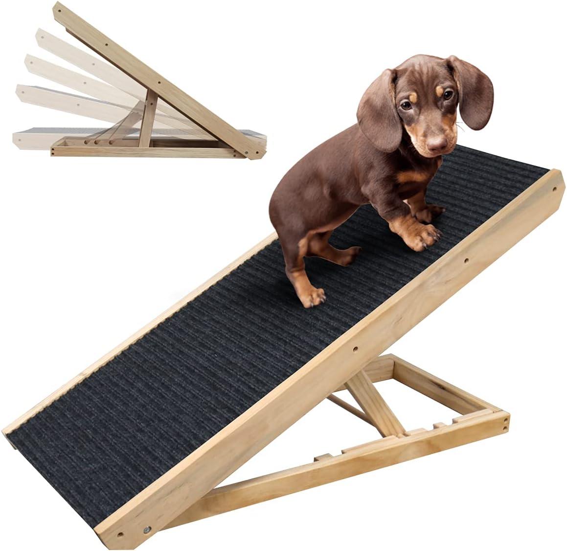 MelkTemn Adjustable 40 Long Pet Ramp for All Dogs and Cats for Couch or Bed with Paw Traction Mat,Adjustable from 12” to 24”,Great for Small & Older Animals