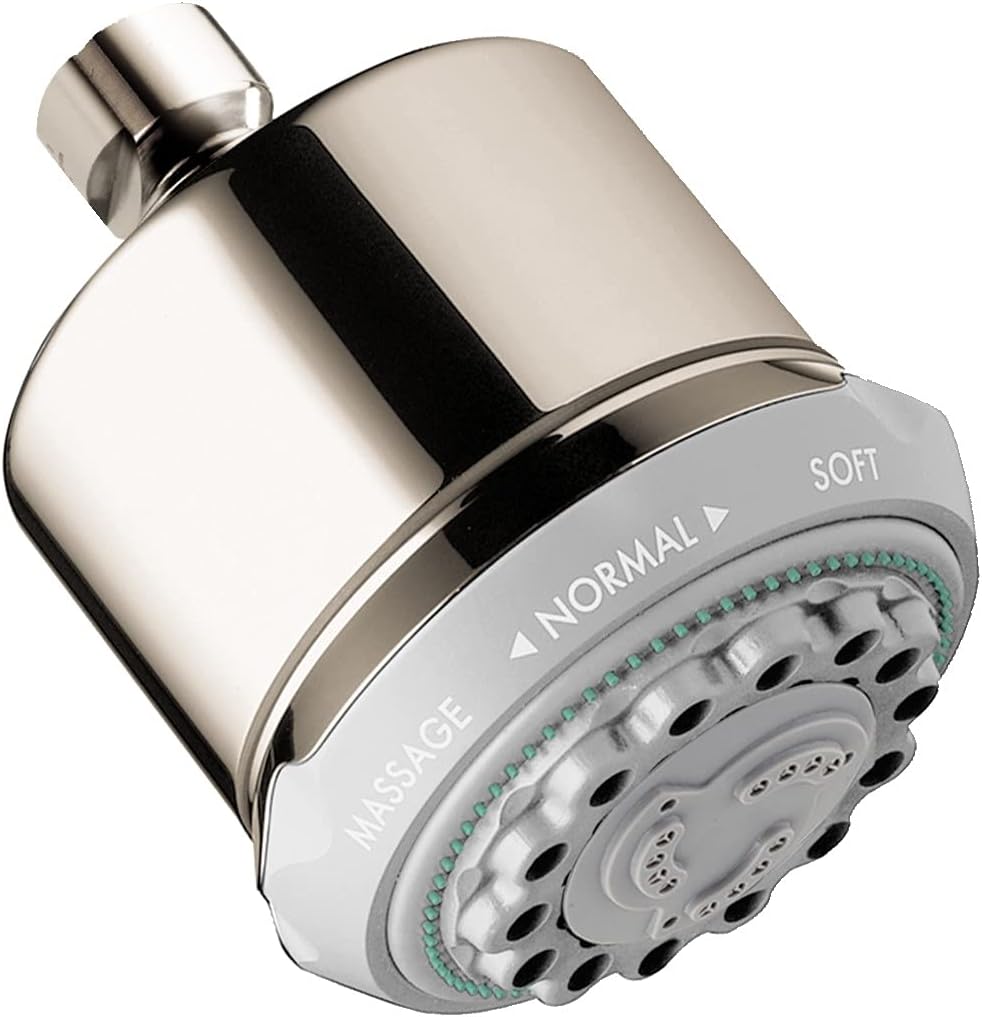 hansgrohe Clubmaster 4-inch Easy Clean Easy Install Showerhead Modern 3-Spray Full, Pulsating Massage, Soft spray with QuickClean in Chrome, 28496001