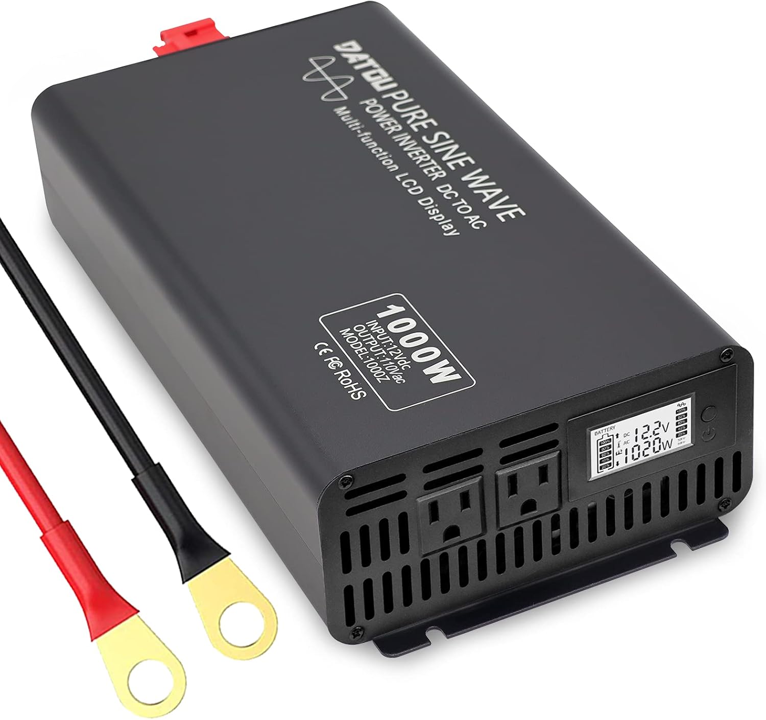 Pure Sine Wave Inverter 2000W Peak 4000W Power Inverter DC 12V to AC 110V 120V with 2 AC Outlets LCD Display for Home Solar System Car Truck RV Professional-Grade Voltage Converter Sine Wave Inverter