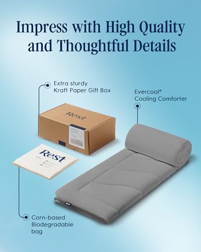 REST® Evercool® Cooling Comforter, Good Housekeeping Award Winner for Hot Sleepers, All-Season Lightweight Blanket to Quickly Cool Down While Stay Warm All Night