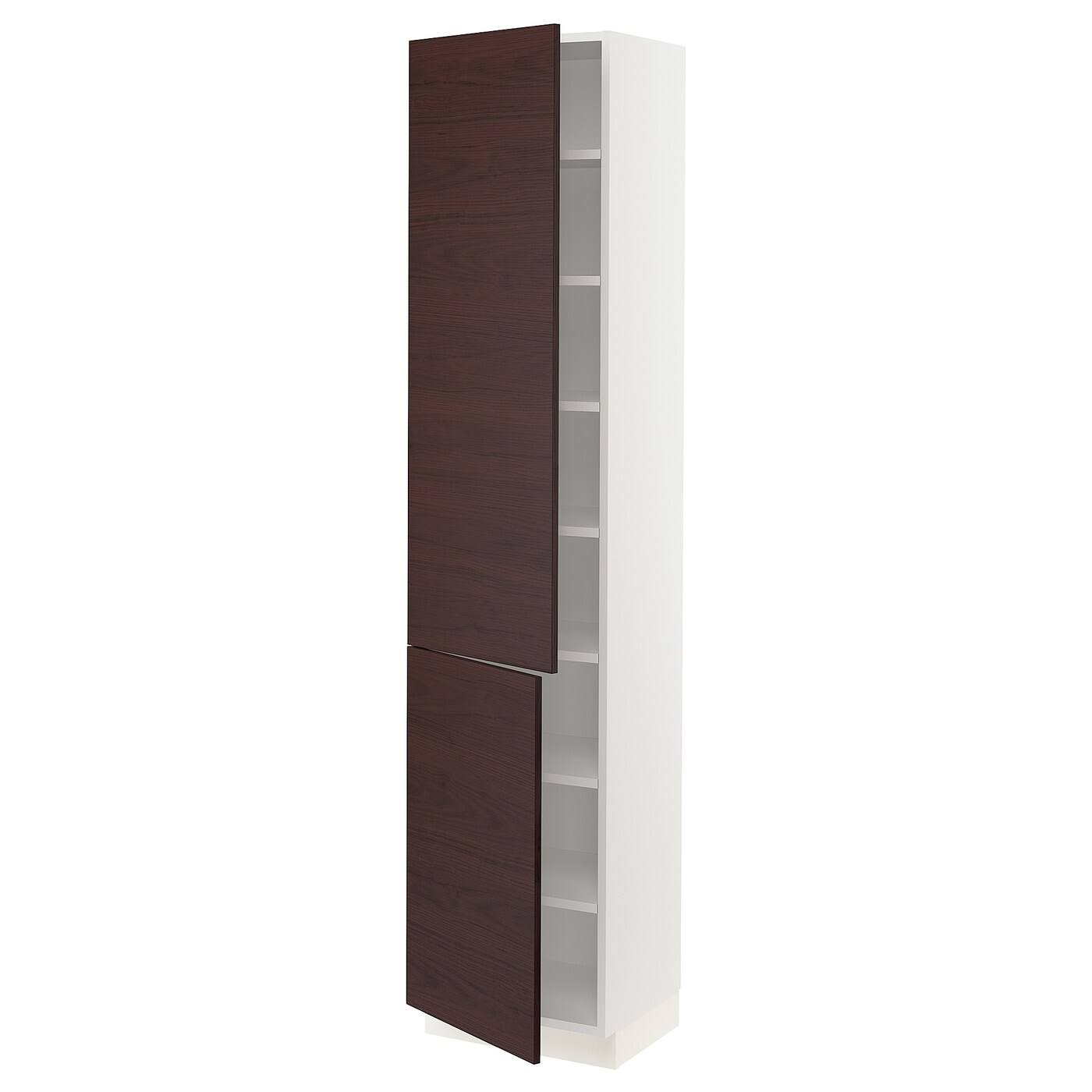 IKEA - SEKTION High Cabinet with Shelves u0026 2 Doors, White Askersund/dark Brown Ash Effect, 18x15x80 69332832