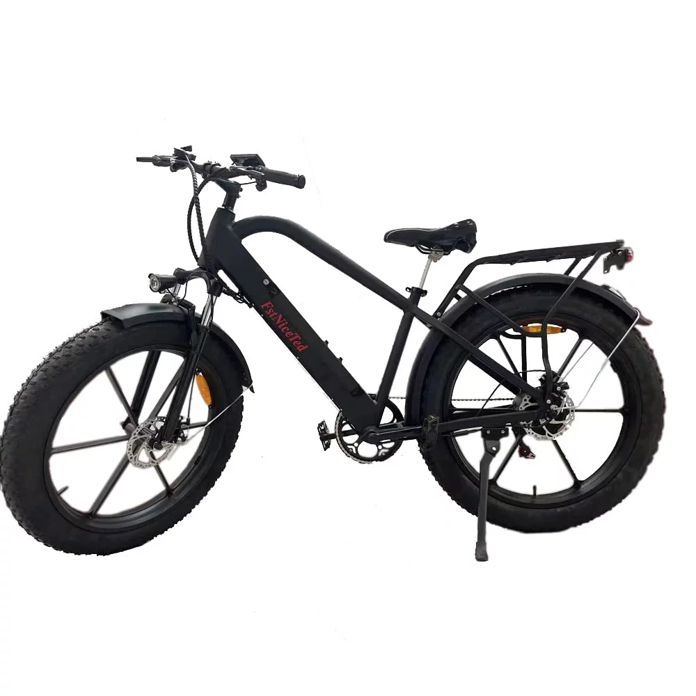 350W 48V 10A Fat Tire Electric Bike 26" 4.0 inch Electric Mountain Bike for Adults with 6 Speeds Lithium Battery,Black - Curated Treasures Market