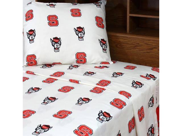College Covers NCAA North Carolina State Sheet Set; Queen, White