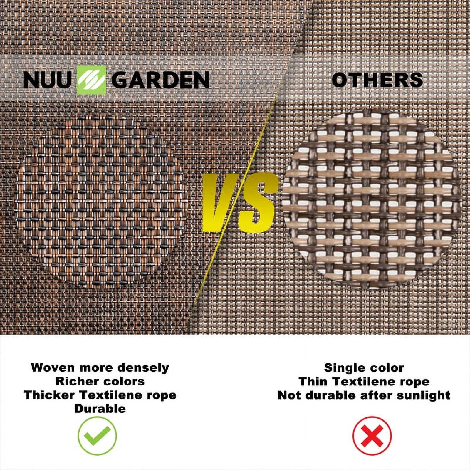 Nuu Garden 3pcs Outdoor Bar Set Patio Bar Height Swivel Bar Bistro Sets,Chairs and Table Bistro Set,Brown