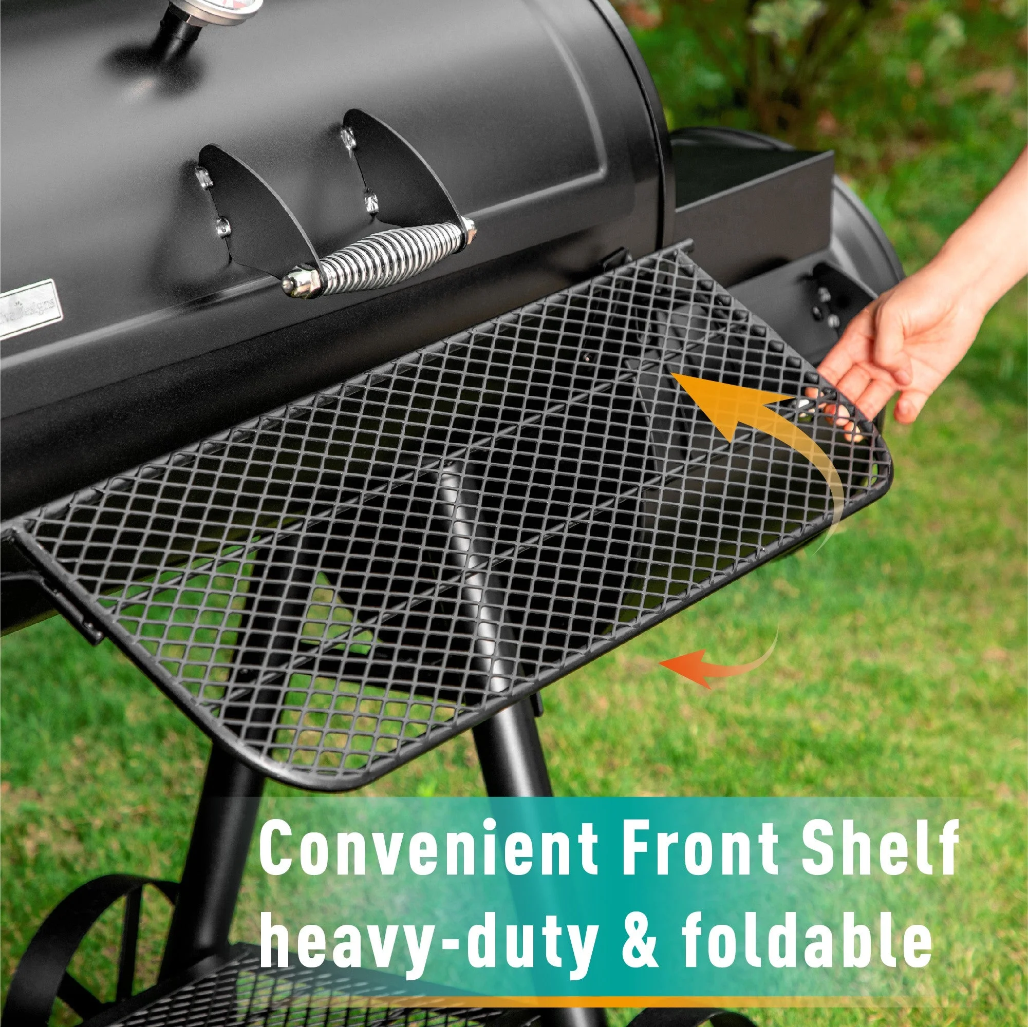 Sophia & William Portable BBQ Charcoal Grill with Offset Smoker, Black