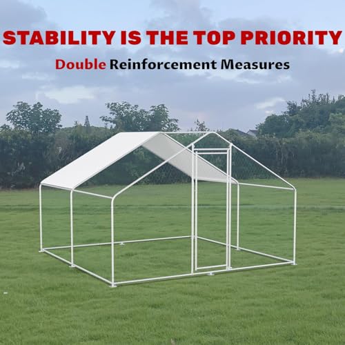Large Chicken Coop for 20 Chickens Metal Chicken Run with Waterproof Cover for Walk-in Chicken Run for Yard Outdoor Poultry Cage
