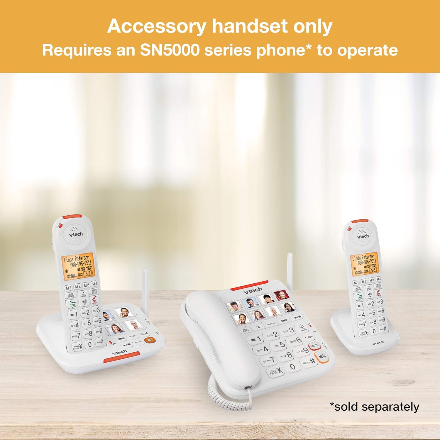 VTech SN5147 Amplified Corded/Cordless Senior Phone with Answering Machine, Call Blocking, 90dB Extra-loud Visual Ringer, One-touch Audio Assist on Handset up to 50dB, Big Buttons and Large Display