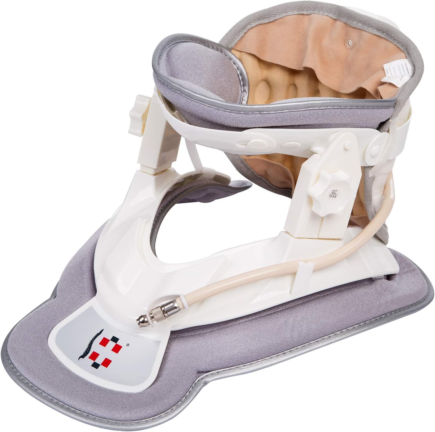 Real Relax Cervical Neck Traction Device, Adjustable Neck Brace Collar Support Stretcher with Pump for Home Physical Therapy Neck Pain Relief Traction Improve Spine Alignment(Gray)